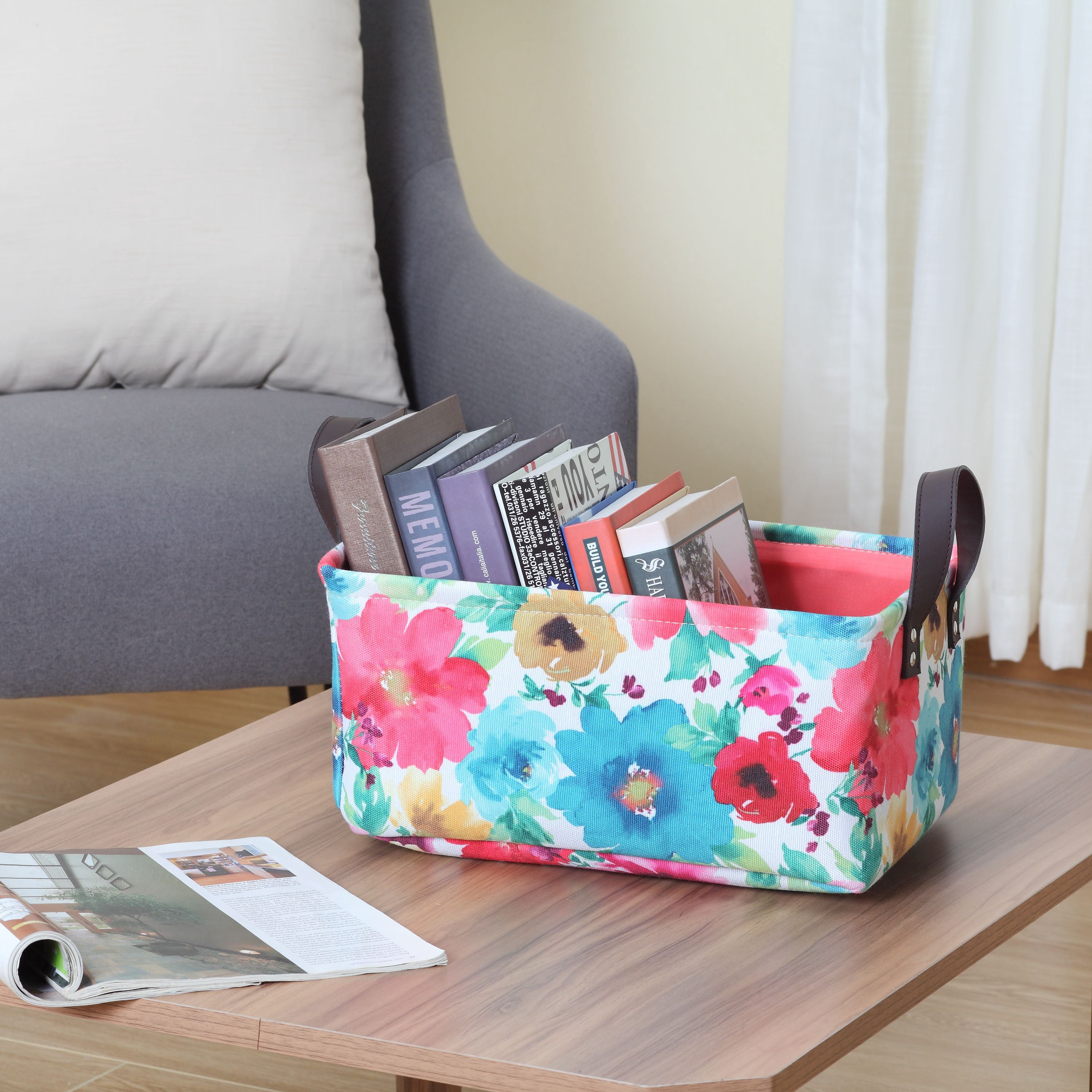The Pioneer Woman Floral Canvas Storage Basket, Multicolor, Set of 2