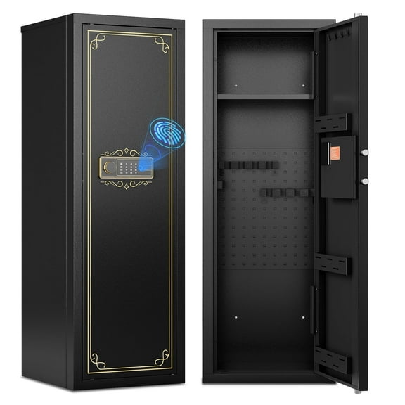 Kaer 10-12 Gun Safe For Rifles And Pistols Biometric Gun Cabinet For Rifles And Shotguns Fingerprint Rifle Safes For Home Clearance Gun Safe Long Gun Locker With Removable Shelf Gun Rack Unassembled