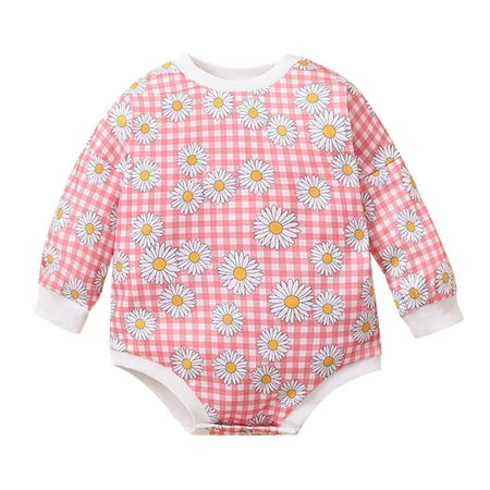 

ZHAGHMIN 3-6 Month Sleepers Baby Boys Girls Daisy Print Plaid Long Sleeve Bodysuit Romper Outfits 24 Month Romper 6 Month Old Baby Boy Clothes Shirts Zipper Up Romper Baby Boy Summer Pajamas Cute Cl