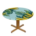thumbnail image 3 of GOSMITH Tropical Palm Leaves and Bananas Burlap Tablecloths Round Table Cover White, 3 of 7