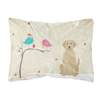 Carolines Treasures BB2527PW1216 Christmas Presents between Friends Labrador Retriever - Yellow Canvas Fabric Decorative