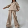thumbnail image 2 of Oversized Hoodie Sets with Wide Leg Pants for Women Sportswear Loose Plain Sweatshirt and Sweatpant Lounge Outfits (Medium, Beige), 2 of 5