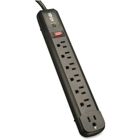 Swivel6 Surge Suppressor - Tripp Lite, TRPTLP74RB, Protect It! 7-outlet Surge Suppressor, 1 Each, Black