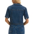 thumbnail image 3 of INSPIRE CHIC Women's Short Sleeve Denim Jackets Cropped Button Down with Pockets Classic Jean Jacket L Blue, 3 of 6