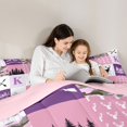 thumbnail image 4 of Castle Fairy Deer Hunting Initial K Twin Comforter Sets 2pcs,Vintage Stripes Camo Animal Bedding Set,Pink Purple White,Pink Reversible,1 Comforter and 1 Pillowcase, 4 of 6