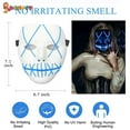 thumbnail image 6 of Spencer Halloween Scary Mask Led Costume Mask EL Wire Light Up The Purge Movie for Cosplay Party with 2AA Batteries "Dark Blue", 6 of 9