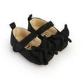 thumbnail image 4 of Xfvqtps Baby Girls Walking Shoes Bowknot Embroidery Solid Color Princess Non Slip Canvas Infant Prewalker Summer New Baby Casual Breathable Cute Rubber Soles Soft Toddler Shoes Black, 4 of 9