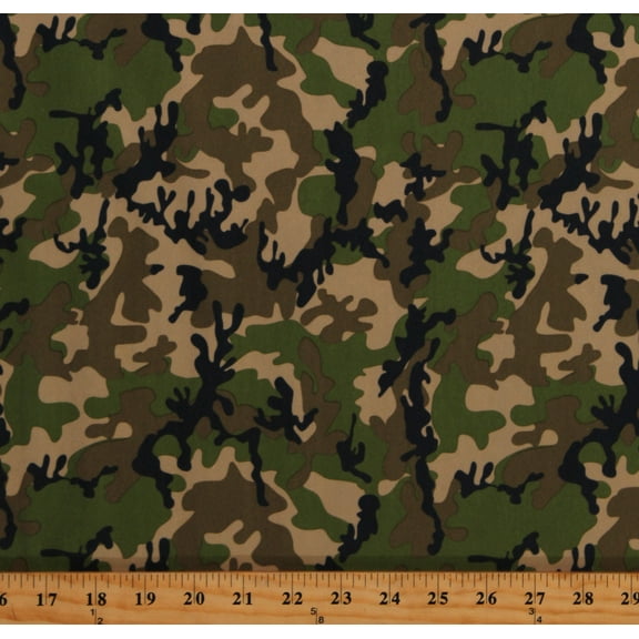 Babyville Boutique P.U.L. Polyurethane Laminate Camouflage Green Tan Black 64" Wide Water Resistant Fabric by the Yard (064-IN-19125)