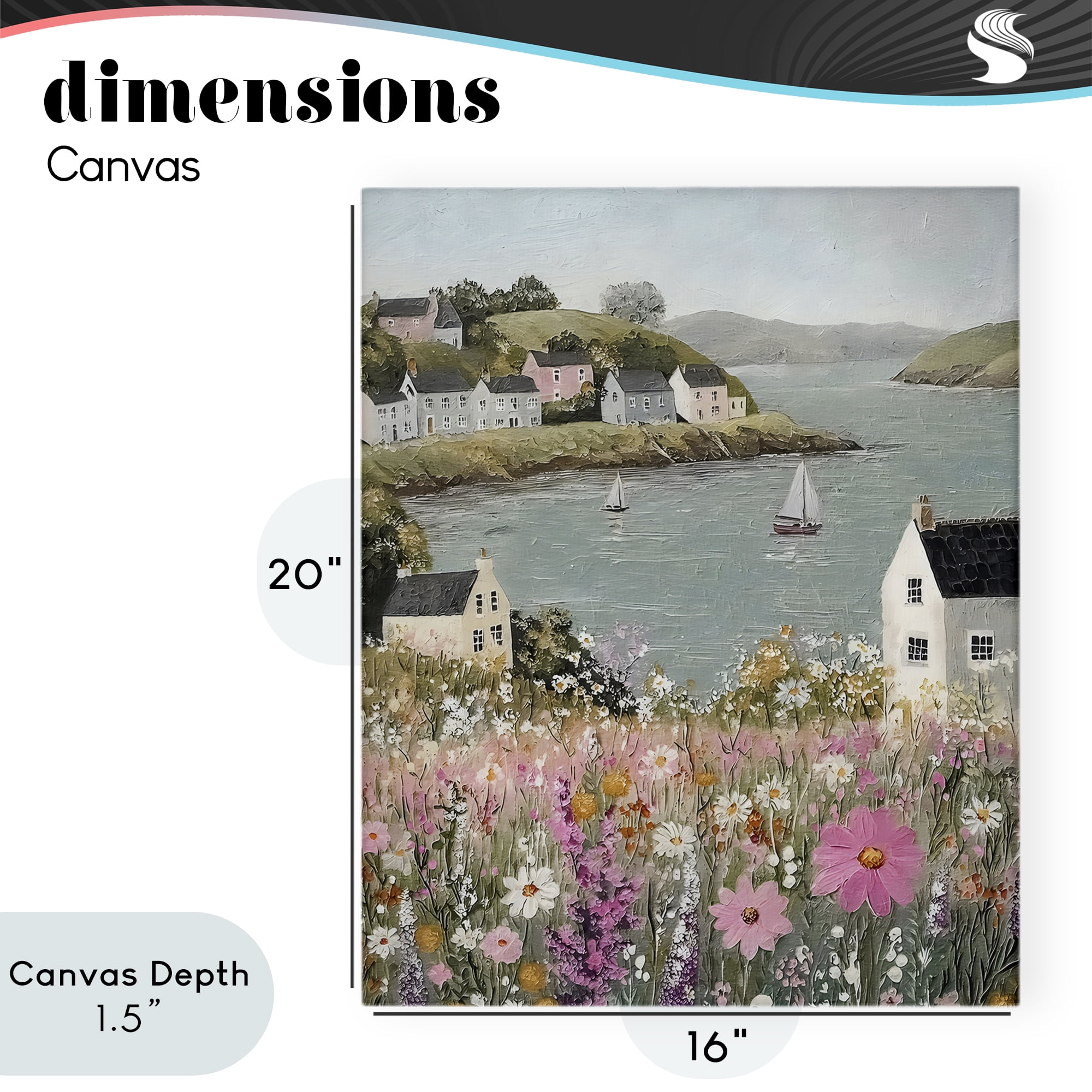 Stupell Industries Seaside Cottages & Sailboats Canvas Wall Art, design by Riley B