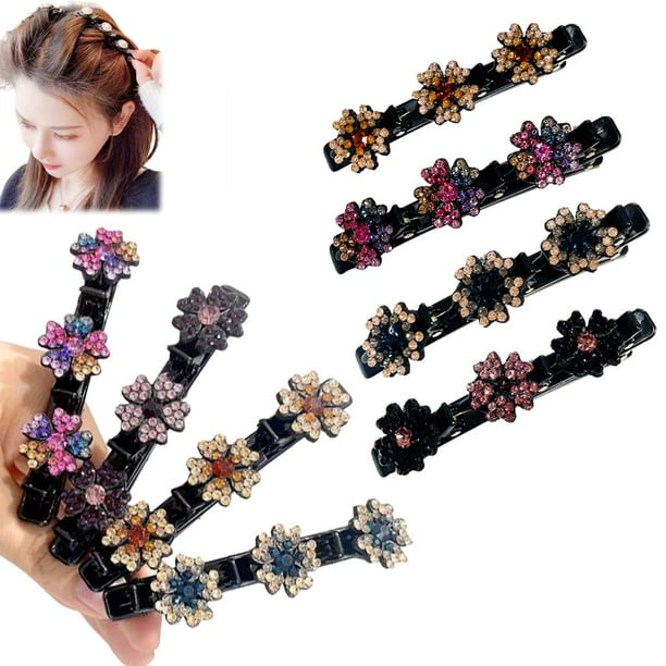 Pinza para el pelo Positivte3c, pinza para el pelo trenzada Positivte, pinzas para el pelo trenzadas con piedras de cristal brillantes, pinza para el pelo trenzada, pinzas para el pelo con diamantes d