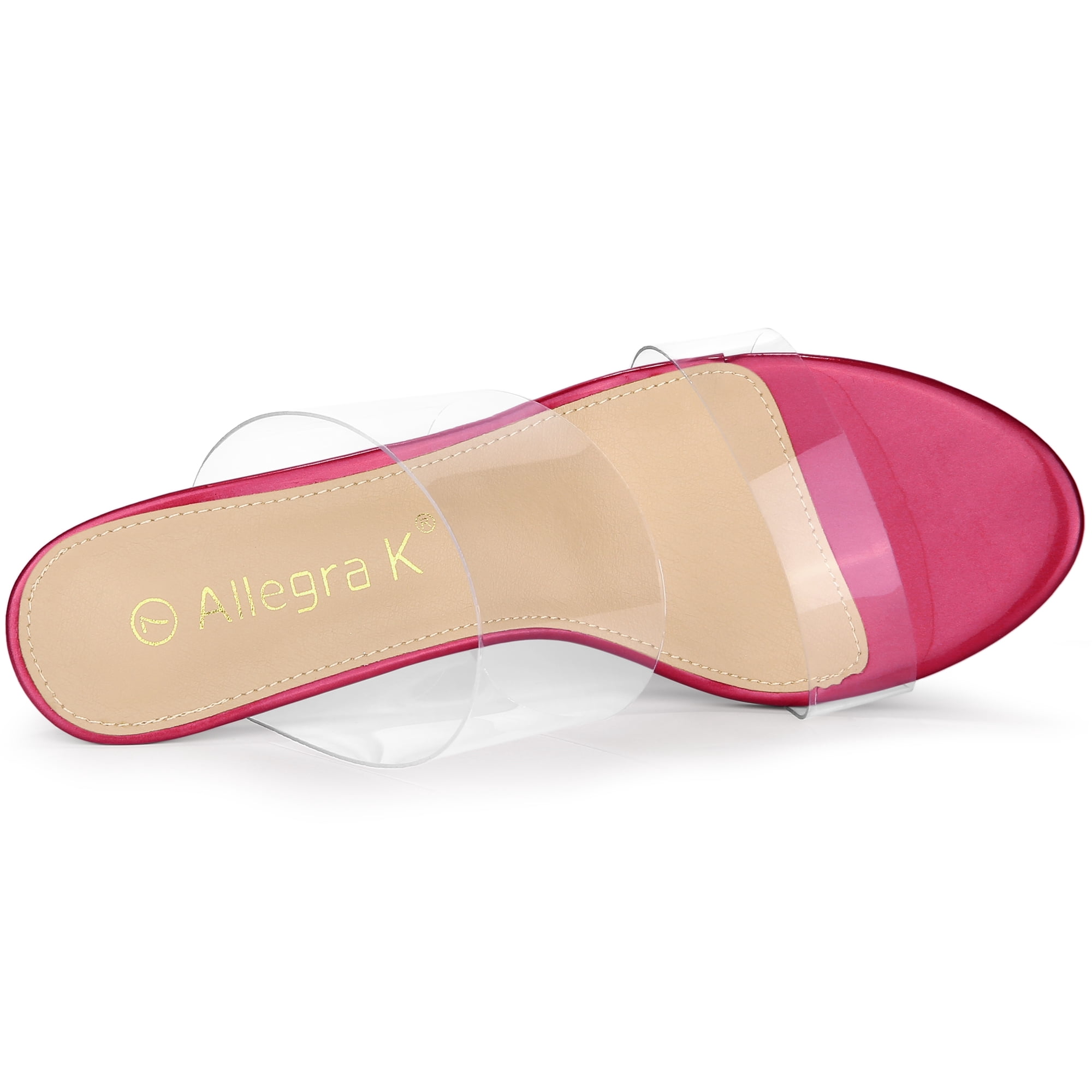 DARING DIVA Women's Clear Slide Stiletto Heels Clear Sandals Hot Pink 7