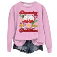 thumbnail image 1 of VBARHMQRT Chandail à Capuchon Halloween Femme Décontracté Col Rond Noël Verre Flocon de Neige Imprimé Chandail à Capuchon, 1 of 3