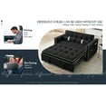 thumbnail image 4 of Muumblus Small Foldable Loveseat, 2 Seater Convertible Futon Sofa Bed, Adjustable Backrest, Velvet Couch, Black, 4 of 12