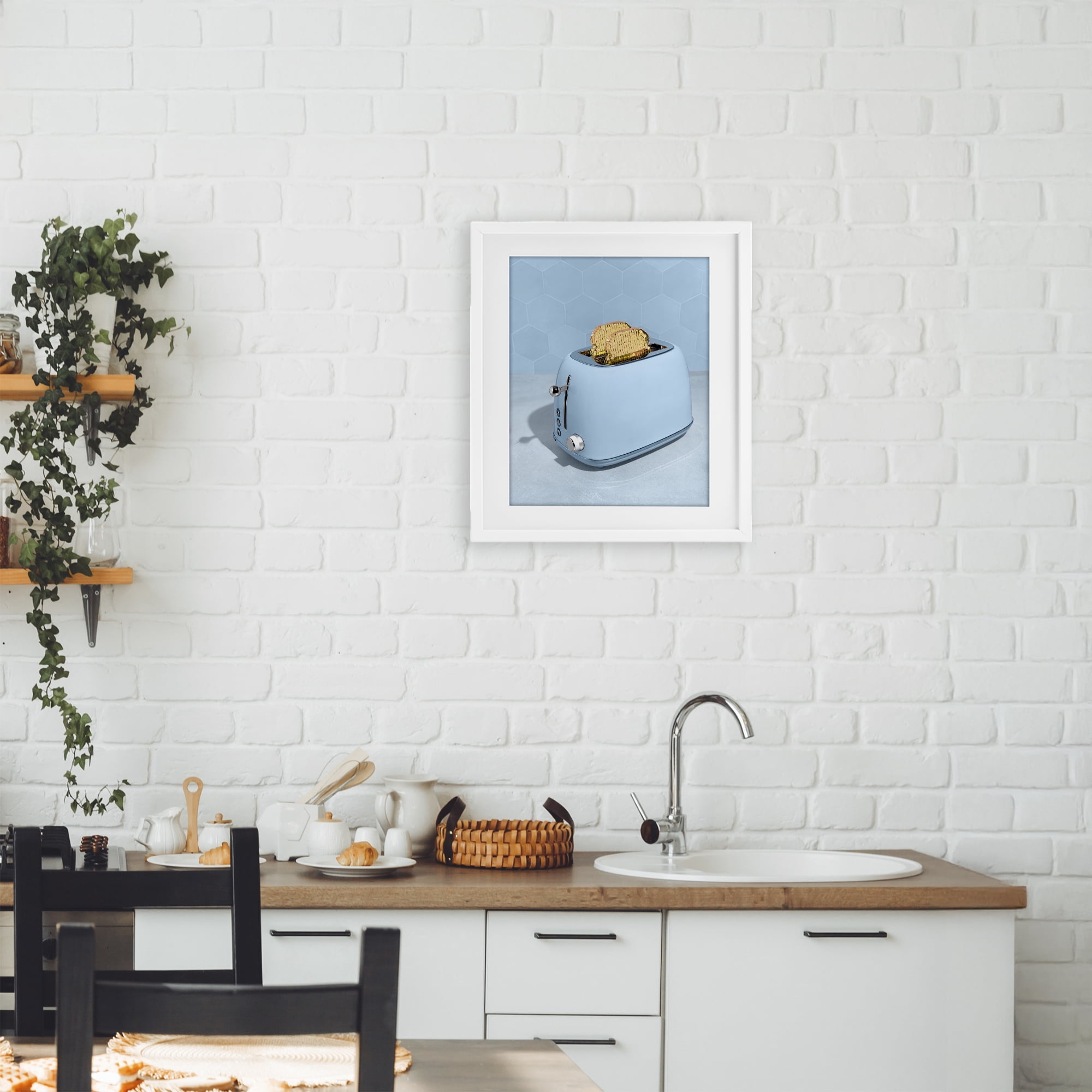 Stupell Industries Golden Disco Toaster Over White Framed Print Under Glass, design by LISH Creative