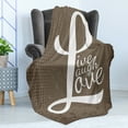 thumbnail image 4 of Live Laugh Love Soft Flannel Fleece Throw Blanket, Words Live Laugh Love on Halftone Worn out Style Background, Cozy Plush for Indoor and Outdoor Use, 60" x 80", Brown White Pale Brown, by Ambesonne, 4 of 5