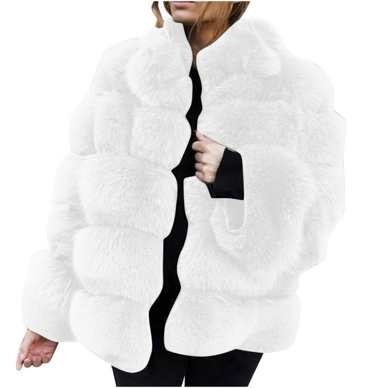 RYRJJ Women's Plus Size Faux Fur Jacket Fall Winter Warm