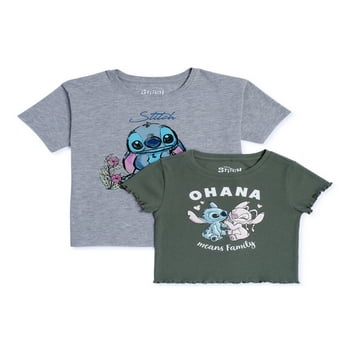 Lilo & Stitch Girls Short Sleeve Graphic T-Shirts, 2-Pack, Sizes 4-18 & Plus
