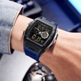 thumbnail image 4 of Men Watches Business Dress Chronograph Big Square Quartz Analog Male Watch Silicone Strap Waterproof Date Gift Mens Wrsit Watch, 4 of 8