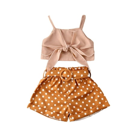 

Fanvereka Toddler Baby Girls Floral Shorts Set Sleeveless Crop Tops + Bowknot Flower Pants