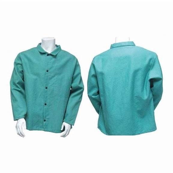 Chicago Protective Apparel FR Jacket, L, 9 oz Snaps Closure 600-GR-L