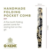 Kent 20T Handmade Folding Pocket Comb for Men, Fine Tooth Hair Comb Straightener for Everyday Grooming Styling Hair, Beard or Mustache, Use Dry or with Balms, Saw Cut, Made in England