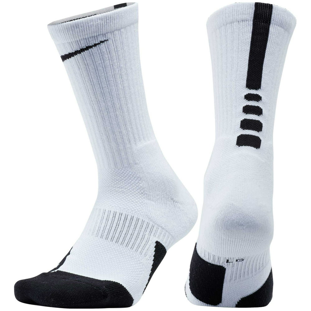 Nike Dry Elite 1.5 Crew Basketball Socks - White/Black/Black - XL ...