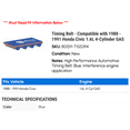 thumbnail image 2 of Timing Belt - Compatible with 1988 - 1991 Honda Civic 1.6L 4-Cylinder GAS 1989 1990, 2 of 2