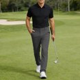 thumbnail image 2 of Delconic Mens Golf Pants Outdoor Hiking Trousers Breathable Casual Sports Pants Straight Leg Stretch Waist Travel Workwear Light Gray L, 2 of 5