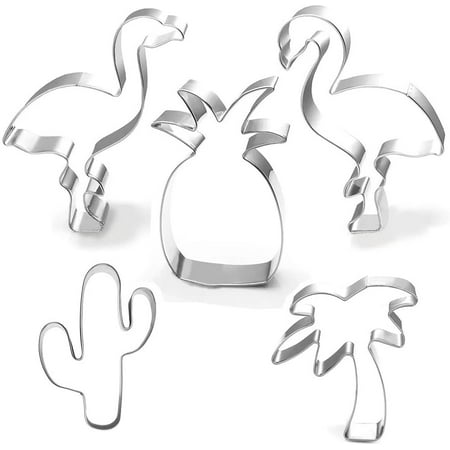 

Hawaiian Cookie Cutter Set-5 Piece-Cactus Pineapple Flamingo Palm Tree Cookie Cutters Cookie Molds Summer Tropical Beach Party Supplies Decoratons Handmade Cookie.