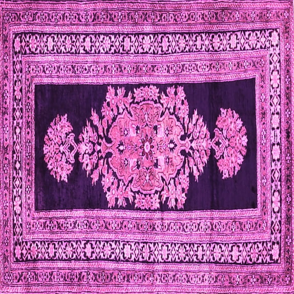 Ahgly Company Indoor Square Abstract Pink Contemporary Area Rugs, 4' Square