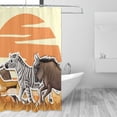 thumbnail image 3 of XMXY Cartoon Zebra Savannah Animals Long Shower Curtains, Waterproof Weighted Thick Bathroom Curtain with 12 Plastic Hook, 72x72 Inch, 3 of 9