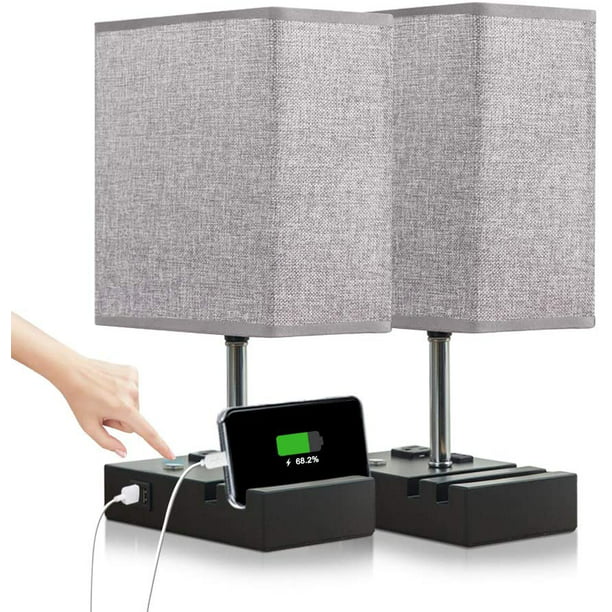 Usb Ports 2 Ac Bedside Lamps, Touch Table Lamp With Usb Port