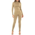 thumbnail image 3 of YIZYIF Womens Solid Color Long Jumpsuit Long Sleeve Bodysuit Gym Yoga Sports Jumpsuit Champagne M, 3 of 7