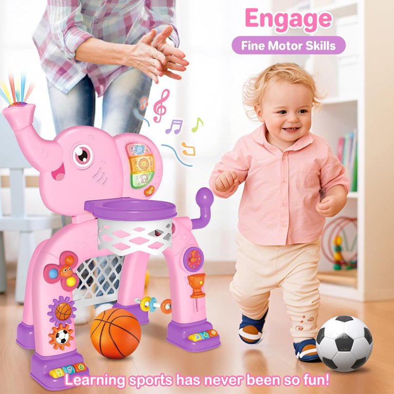 Toddler Basketball Hoop Soccer Goal Activity Center Toys with