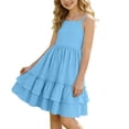 thumbnail image 5 of BCSIOAOI Toddler Girls Dress,Sleeveless Tiered Ruffle Hem Solid Casual Summer Dress Blue 4-5t, 5 of 8