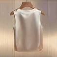thumbnail image 6 of Tank Tops for Women Crew Neck Pearl Decor Satin Sleeveless Going Out Tops, 6 of 6