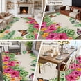 thumbnail image 5 of Tropical Spring Area Rugs 8'x10', Washable Small Throw Rugs for Living Room Patio, Floral Leaves Butterflies Burlap Rustic Indoor Outdoor Rug Non-Slip Low Pile Carpet Runner Reversible Floor Mats, 5 of 8