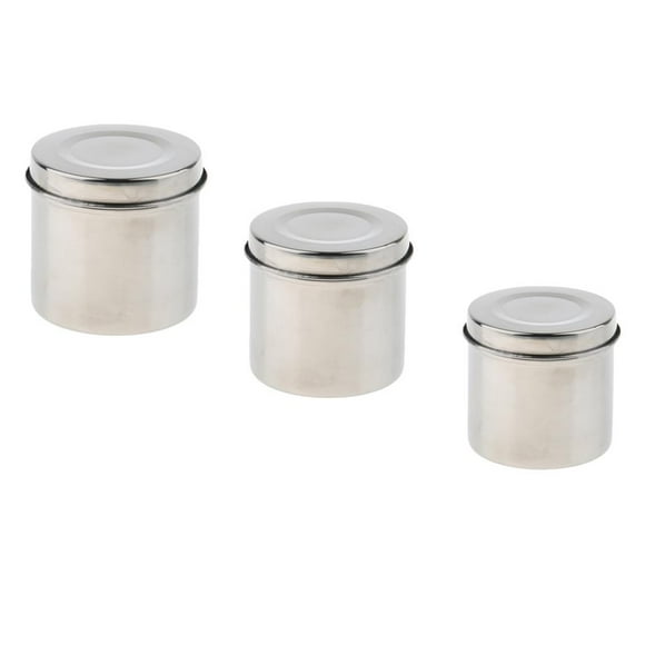 Paquete de 3 Frascos Estériles Con Tapa de Acero Inoxidable 8/9/10 Cm Cola Tarro de Ungüento