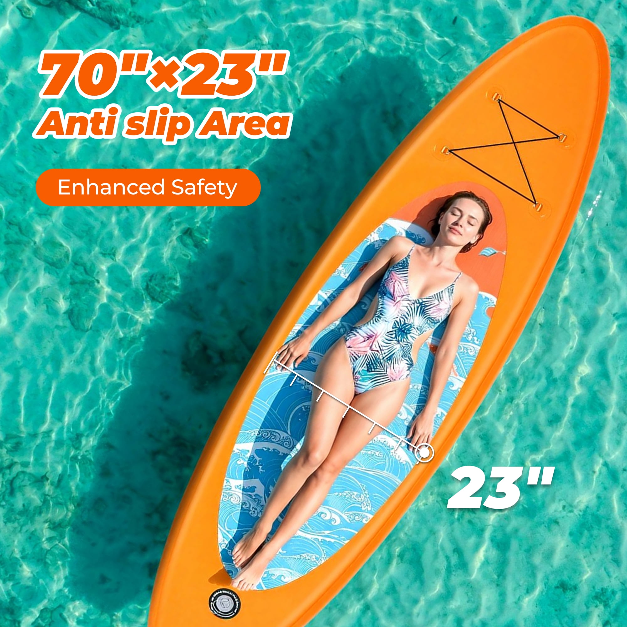 Naipo Inflatable Paddle Board 10ft Surf Orange Stand Up Paddle Board Full SUP Accessories 6in Thick 330 lbs Capacity for All Skill Levels