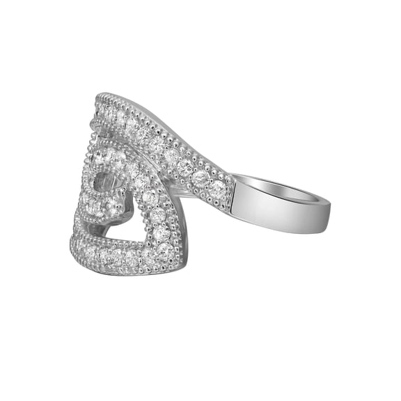 0.74Cttw Pave Set Round Cut Diamond Ladies Cocktail Ring 14K White Gold Size 7.5