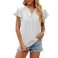 thumbnail image 1 of FAIWAD Women's Summer Tops Ruffle Short Sleeve V Neck Tunic Shirts Business Casual Flowy Blouses, 1 of 5