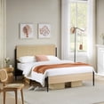 thumbnail image 1 of CazToi Queen Size Platform Bed with Rattan Headboard Metal Frame & Under Bed Storage No Box Spring Needed, 1 of 8