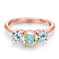 thumbnail image 3 of Gem Stone King 18K Rose Gold Plated Silver Mercury Mist Mystic Topaz and Sky Blue Topaz Engagement Ring for Women | 2.40 Cttw | Round 6MM | Gemstone November Birthstone | Size 9, 3 of 6