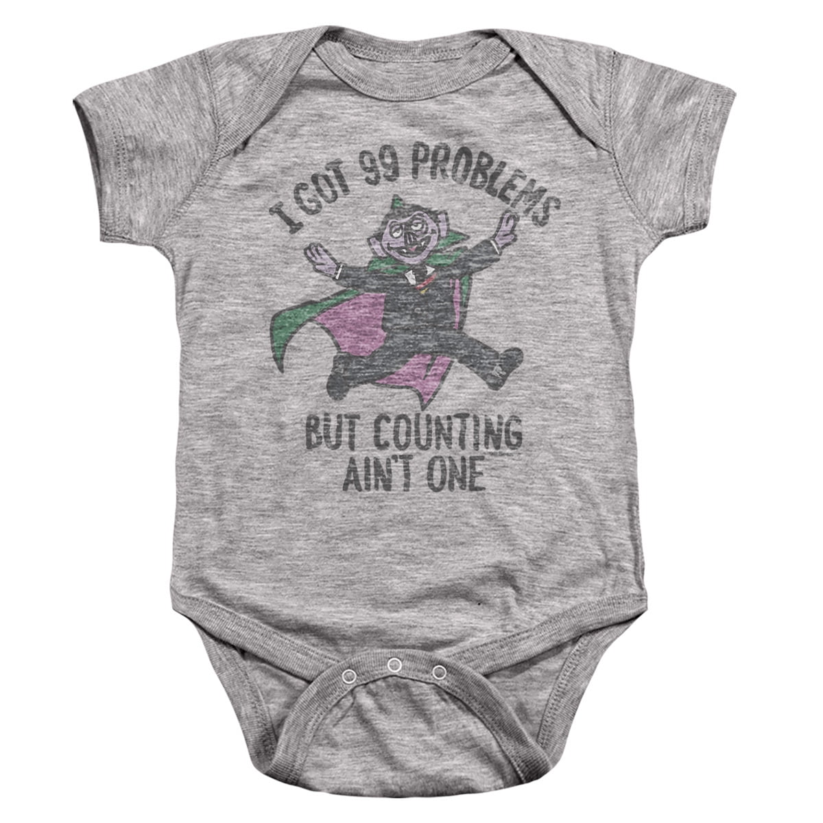 Sesame Street Count 99 Problems Unisex Infant Snap Suit for Baby, Athletic Heather, Large
