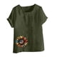 thumbnail image 3 of Vestidos Casuales Para Mujer, Blusas De Mujer De Moda Blusa informal de lino con botones y manga corta estampada para mujer, 3 of 3