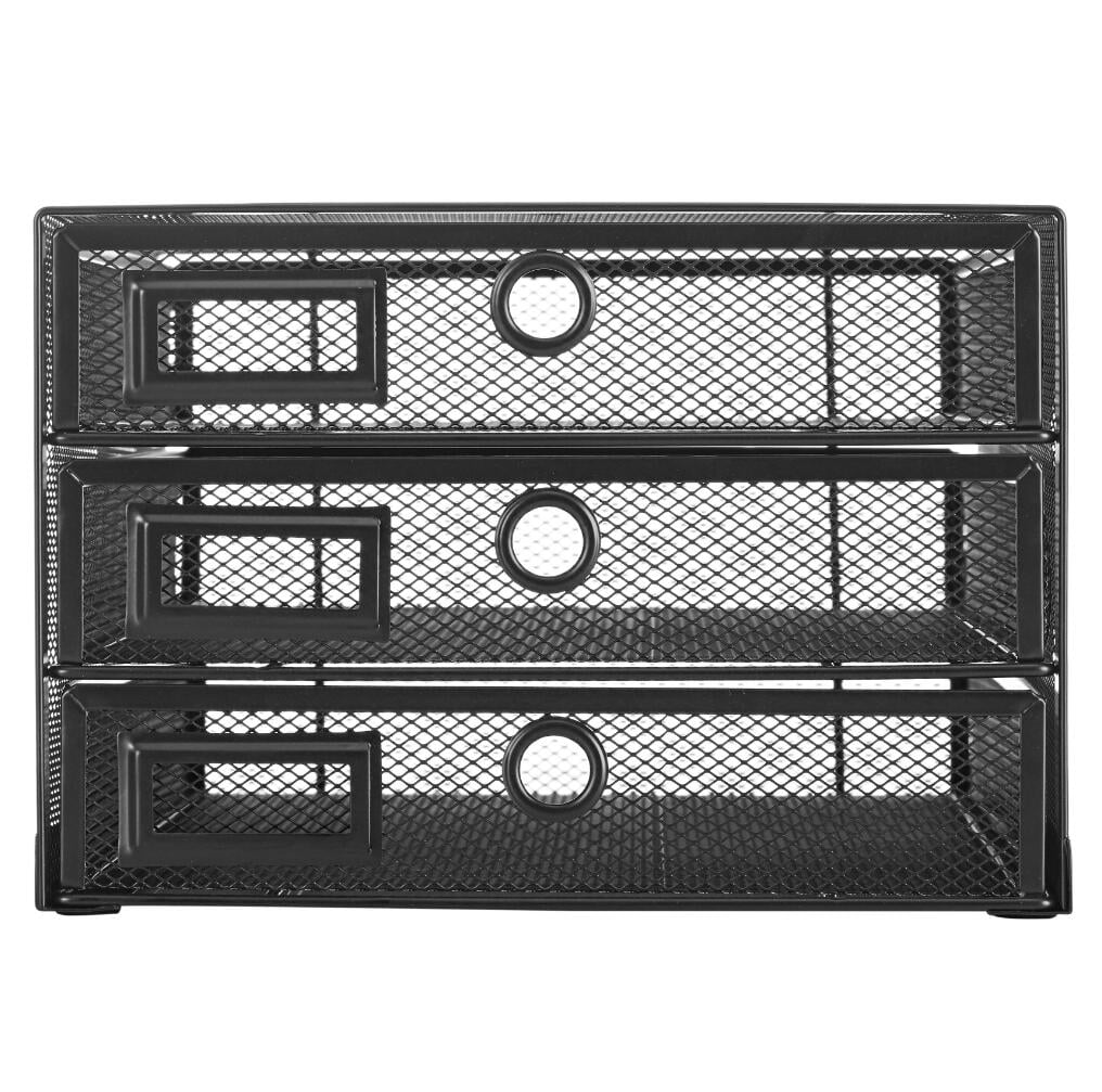 EXERZ Wire Mesh Desk Organizer 3 Drawer Sorter - Black