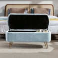 thumbnail image 3 of HSUNNS 40″ Upholstered Storage Ottoman Bench for Bedroom End of Bed, Bedroom Bench with Metal Legs and Padded Seat, Modern Entryway Bench for Bedroom, Living Room, Blue, 3 of 11