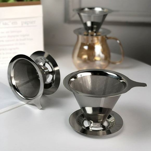 YAOMOBB Coffee Filter Stainless Steel Coffee Funnel Filter 1 Set Heat Resistant Reusable Cone Filter for Home Kitchen