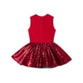 thumbnail image 4 of ZDHoor Kids Girls Bow Tie Tuxedo Latin Jazz Modern Dance Dress Sequins Gymnastics Leotard Red-A 16, 4 of 7