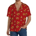 thumbnail image 7 of Lsque Gingerbread Man print Men's Cuban Collar Short Sleeve Shirt Summer Beachwear Casual Button Down Fashionable Vacation Leisure Shirt-Large, 7 of 7